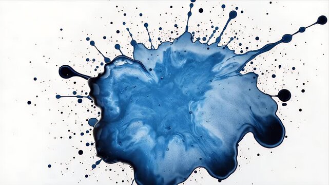 Abstract Blue Paint Splash on White Background