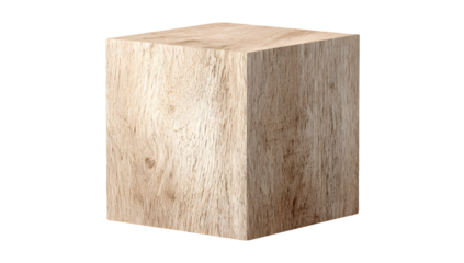Light beige wooden cube on a black background.