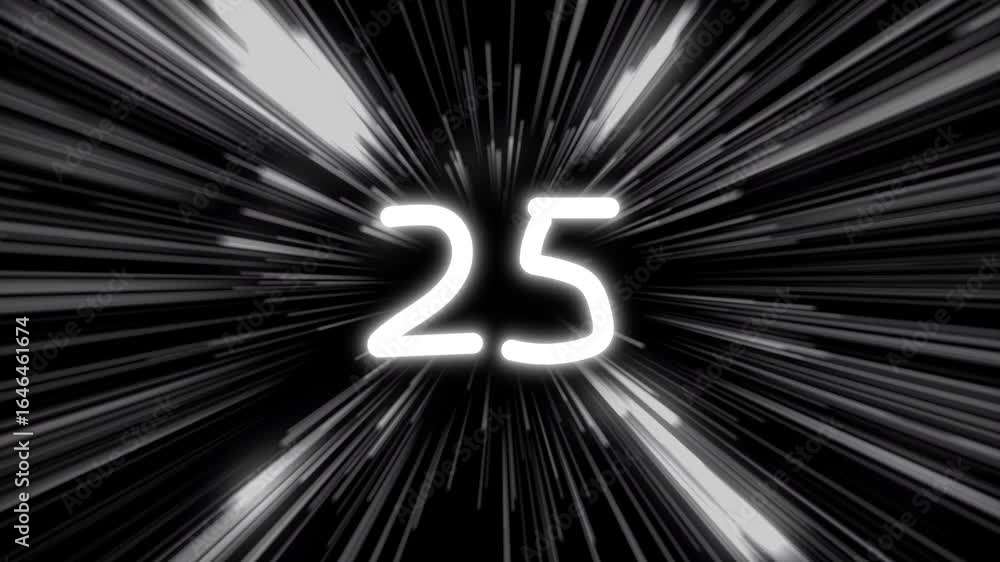 Aufkleber futuristic 30 second countdown animation from 30 to 0 with glowing white numbers on a black backgrou