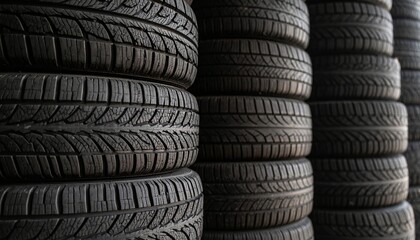Obraz premium Stacked Tires in Automotive Storage