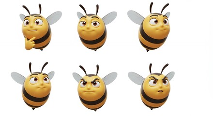 Fototapeta premium Cartoon bee expressions