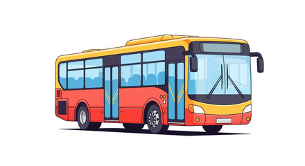Modern city bus illustration with vibrant color scheme on isolated background