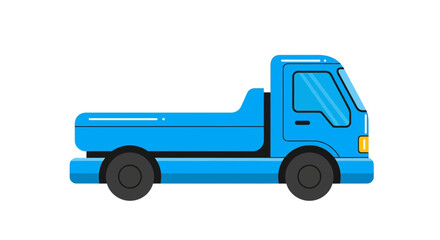Stylized blue pickup truck vector illustration, automotive transport design