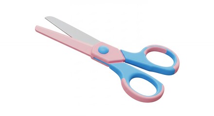 Childs scissors with pink and blue handles