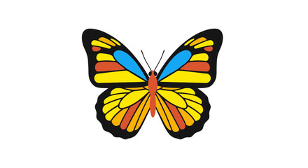 Vibrant butterfly illustration with bold colors isolated on white background