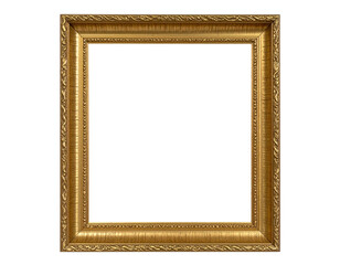 Ornate rectangular gold picture frame with intricate carved moulding and a beaded inner border.
