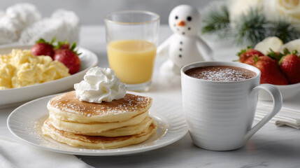celebrate new year  with delightful breakfast spread on clean solid background