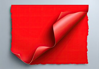 Red paper with curled corner, torn edges