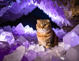 cat and purple crystal