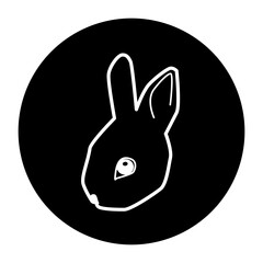 black and white illustration of bunny icon