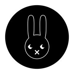 black and white illustration of bunny icon