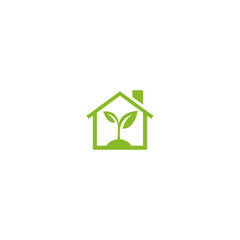 Eco house logo icon flat vector design
