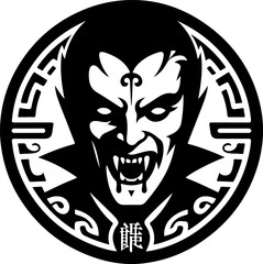 Dracula vampire ghost logo icon vector sketch symbol illustration design with classic ethnic vintage traditional style