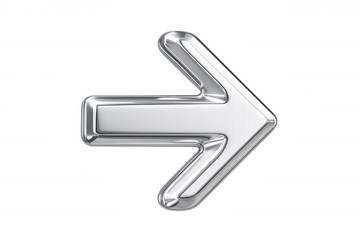 Obraz premium Sleek metallic arrow directing rightward, transparent background signaling movement and forward progression