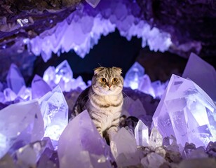 cat and purple crystal