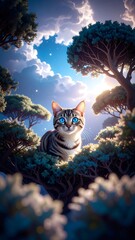 cat in the autumn forest