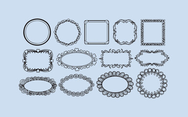 Collection of ornate vintage decorative frames and borders