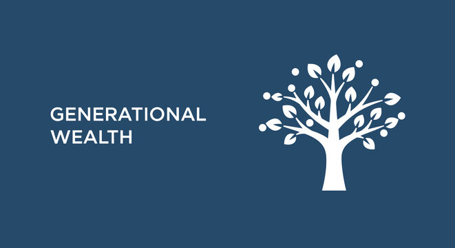 Generational Wealth. A concept illustration of a family tree icon representing financial legacy, inheritance, and investment growth for future generations.