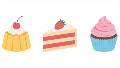 colorful dessert icons vector art isolated white