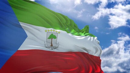 flag of Equatorial Guinea. close up of the Equatorial Guinea flag. Equatorial Guinea flag endless loop