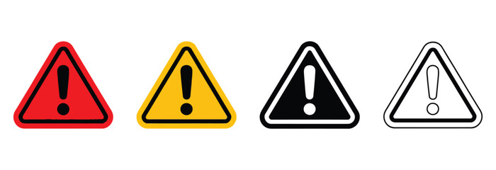 Set of Danger and Warning Triangle Signs with Exclamation Marks