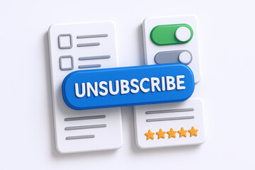 A colorful 'Unsubscribe' button emphasizing digital engagement and user preferences.