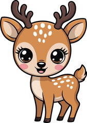 Cute Kawaii Deer Vector Illustration