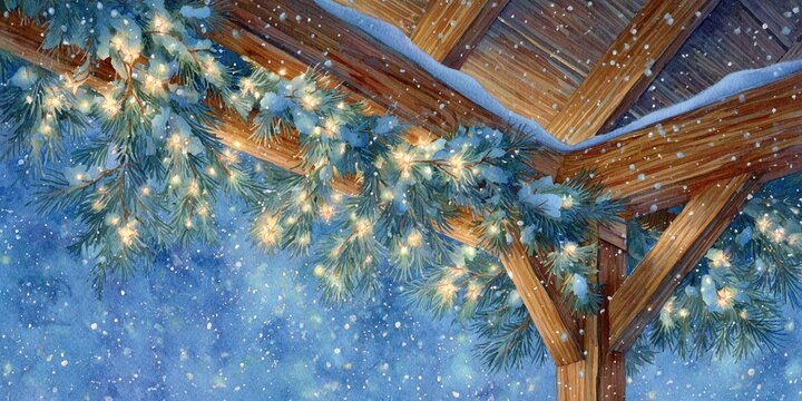 DOSSEL DE NATAL COM LUZES DE FADA CINTILANTES E NEVE