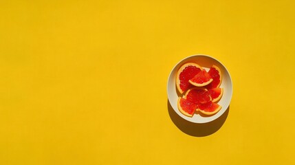 Fototapeta premium Vibrant Grapefruit Slices on Yellow Background