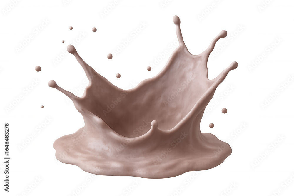 Poster chocolate milk creating dynamic crown-like splash against transparent backdrop, capturing motion for