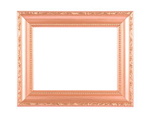Ornate rose gold picture frame with intricate baroque carvings and a beaded inner border.