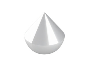 Fototapeta premium A sleek white 3D teardrop shape with a faceted cone top and a smooth glossy rounded base.
