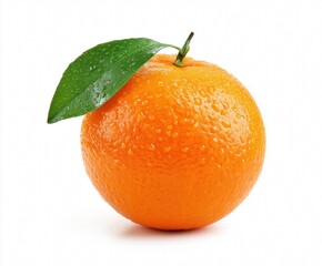 Fresh Orange Studio Still Life Glossy Texture Shadowless White Background Isolated