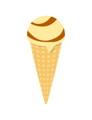 アイスクリーム　キャラメル　バニラ　コーン　アイス　イラスト

