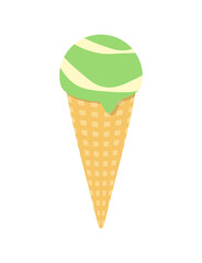アイスクリーム　 抹茶　バニラ　コーン　アイス　イラスト
