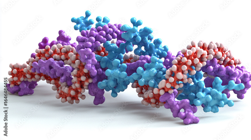 Aufkleber 3d model of a complex protein structure showing intricate details of its molecular components in var
