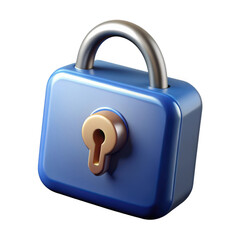 Blue padlock security lock isolated on transparent background