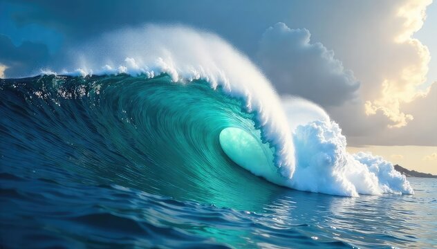 A majestic ocean wave crests, symbolizing leadership, power, and the untamed force of nature Its powerful surge evokes a sense of command and unstoppable progress , command, marine