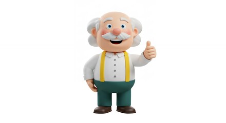 Smiling old man cartoon illustration with thumbs up