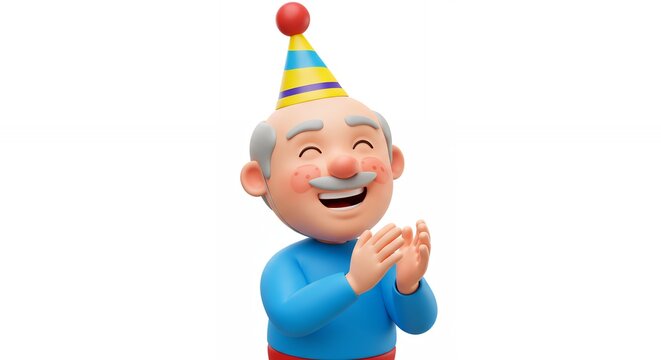 Smiling cartoon gnome clapping hands