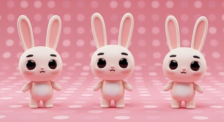 Three cute light pink bunnies