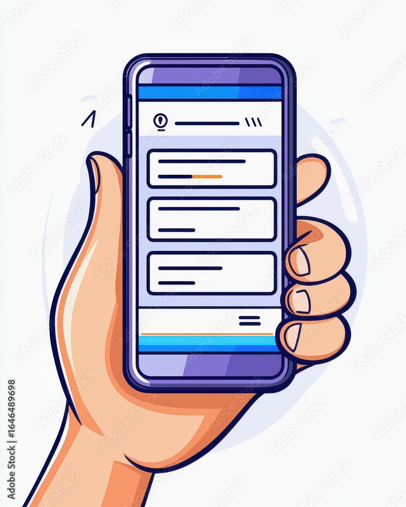 Aufkleber e wallet integration concept. a hand holding a smartphone displaying a messaging app interface.