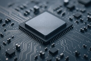 Microchip Technology: Close-Up of Integrated Circuit on Motherboard for Advanced Computing and Digital Innovation