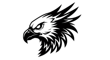 Obraz premium A striking vector illustration showcases a detailed eagle head, presented in a bold black and white style, perfect for graphic design and representing power and freedom.