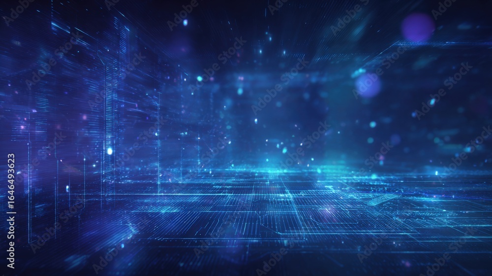 Poster abstract technology background with digital circuitry, artificial intelligence, and data transmissio