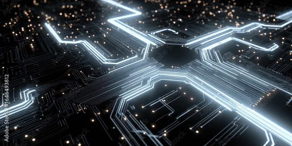 Aufkleber abstract circuit board design: modern technology background for electronic innovation and data proce