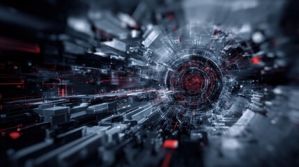 Abstract Digital Technology Background with Futuristic Design Elements and Vibrant Red Accents for Creative Projects