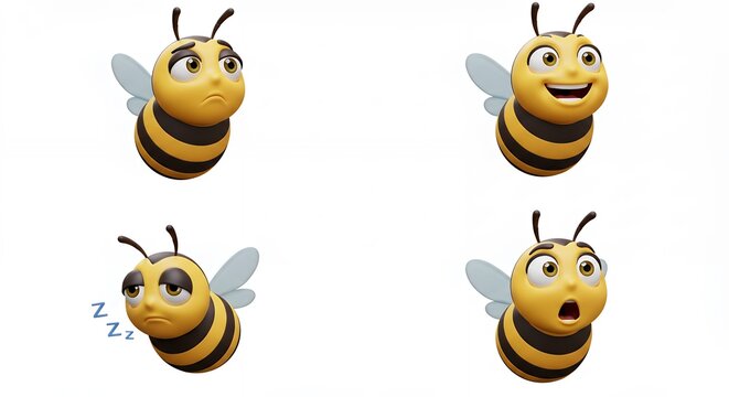 Cartoon bee expressions