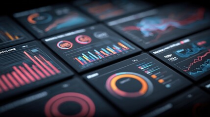 Data Visualization Dashboard Displaying Financial Charts, Market Analysis, and Business Intelligence Insights for Strategic Decision-Making