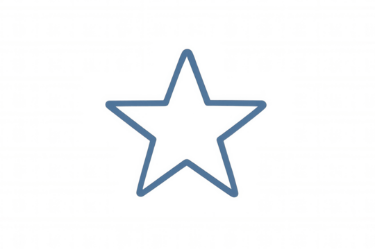 Blue five-pointed star silhouette against transparent backdrop, serving graphic design needs